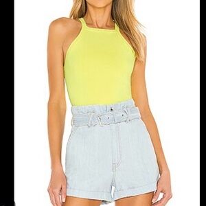Alice + Olivia Cabot Neon Keylime Fitted Crop Tank Sz XS